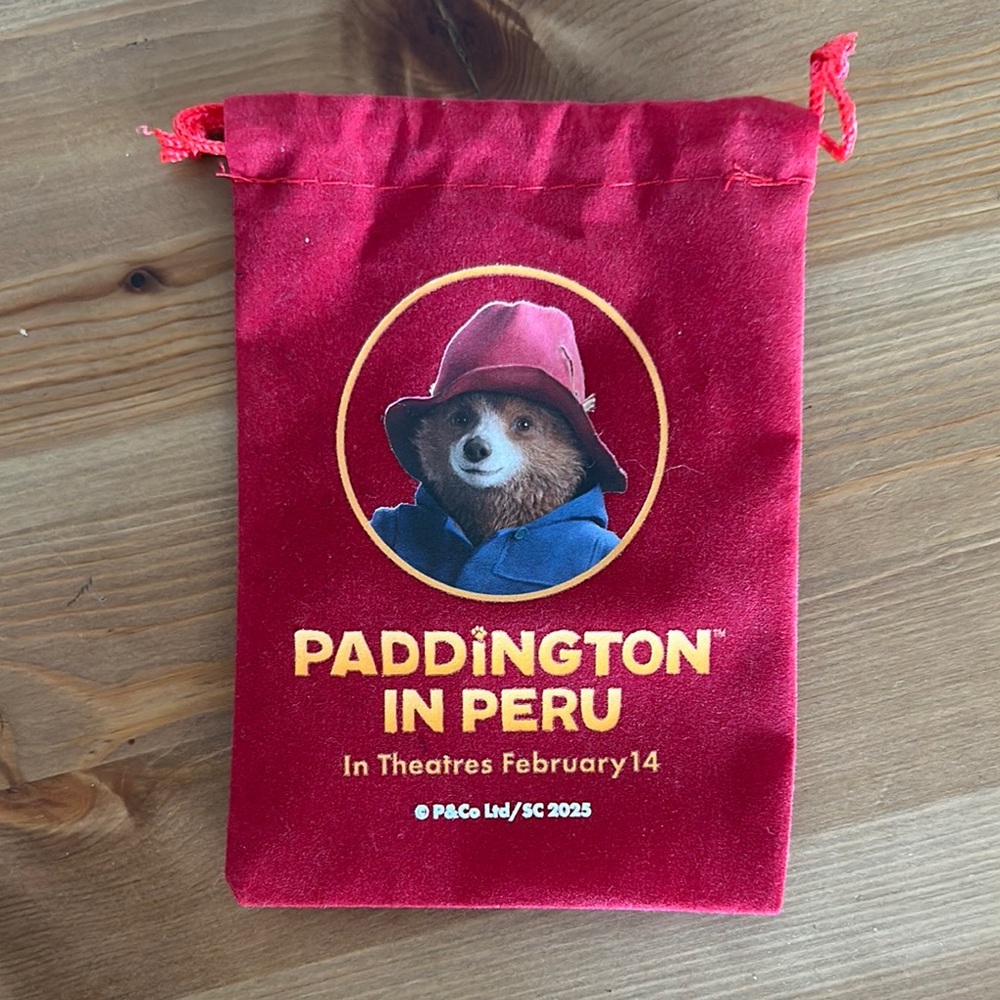 Paddington in Peru Red Velvet Pouch
